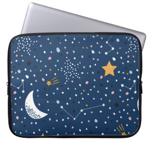 Seamless childish pattern with night starry sky. C Laptop Sleeve