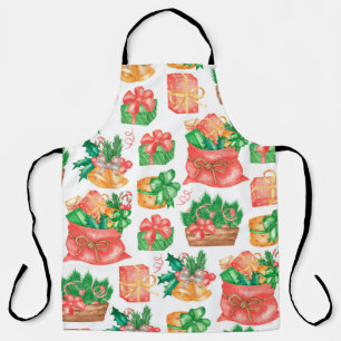 Seamless Christmas and New Year pattern with a gif Apron