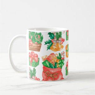 Seamless Christmas and New Year pattern with a gif Coffee Mug