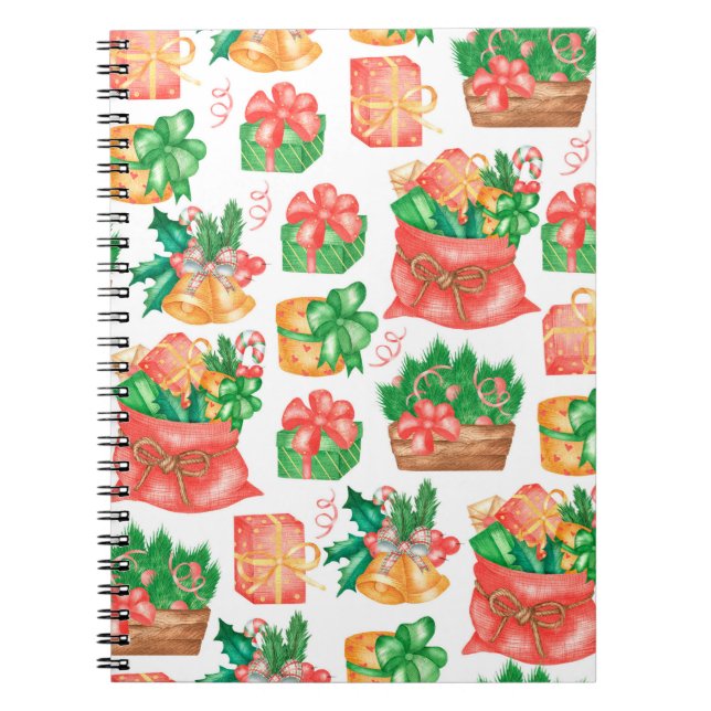 Seamless Christmas and New Year pattern with a gif Notebook (Front)