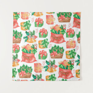 Seamless Christmas and New Year pattern with a gif Tapestry