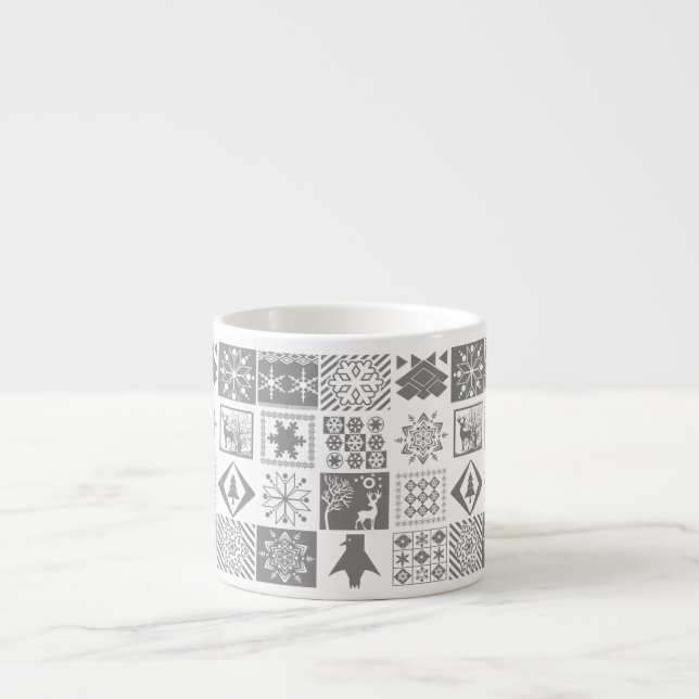 Seamless Christmas elements geometrical snowflake Espresso Cup (Front)