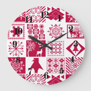 Seamless Christmas elements geometrical snowflake Large Clock