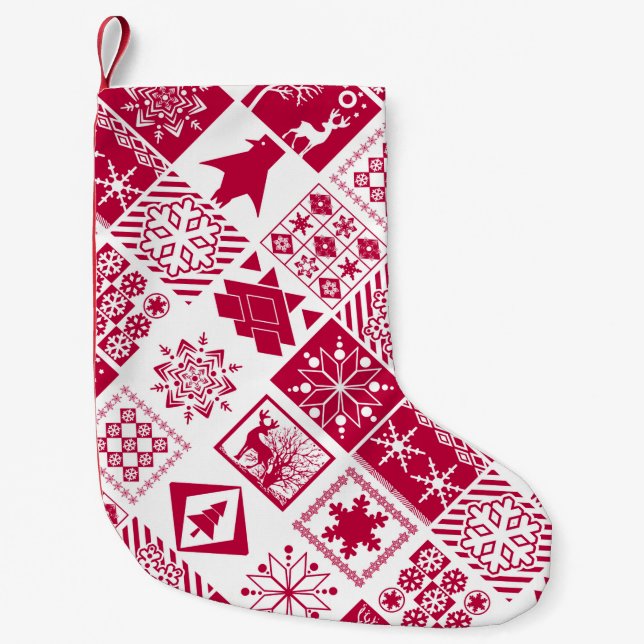 Seamless Christmas elements geometrical snowflake Small Christmas Stocking (Front)