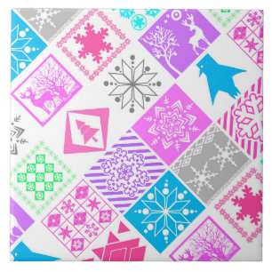 Seamless Christmas elements geometrical snowflake Tile