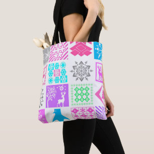 Seamless Christmas elements geometrical snowflake Tote Bag