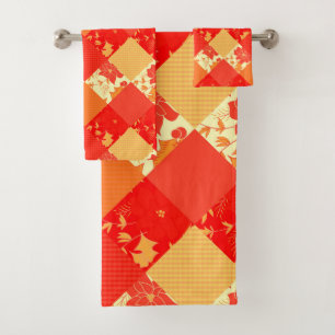 Seamless Christmas patchwork patches pattern geome Bath Towel Set