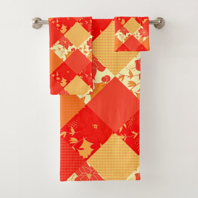 Seamless Christmas patchwork patches pattern geome Bath Towel Set (Insitu)