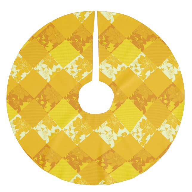 Seamless Christmas patchwork patches pattern geome Brushed Polyester Tree Skirt (Front)