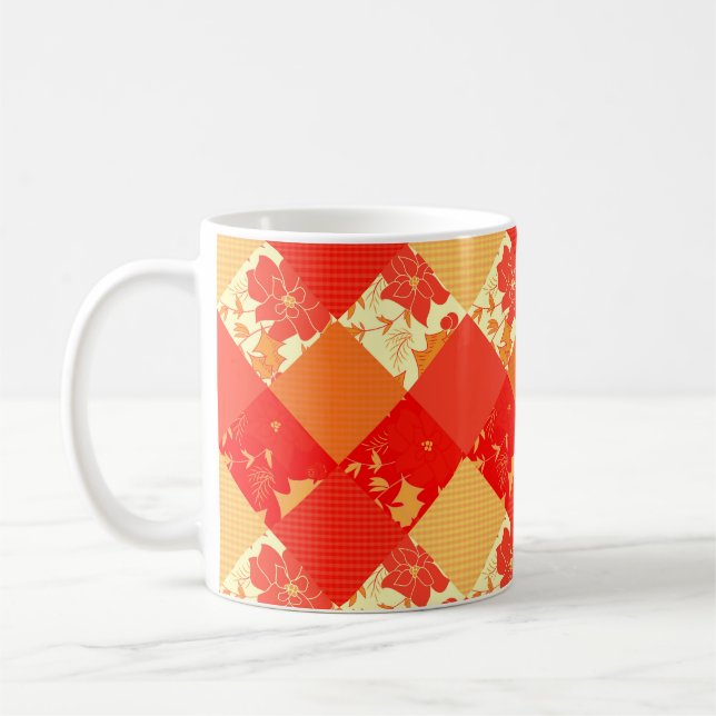 Seamless Christmas patchwork patches pattern geome Coffee Mug (Left)