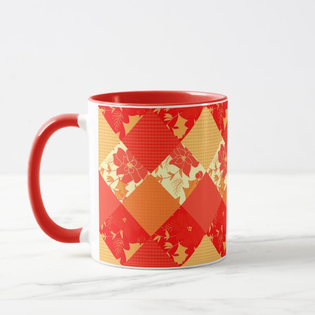 Seamless Christmas patchwork patches pattern geome Mug (Left)