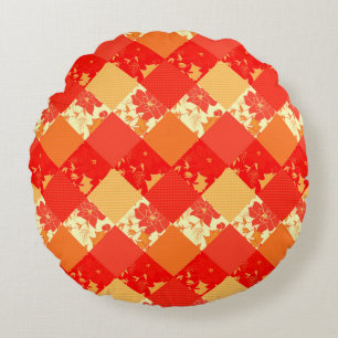 Seamless Christmas patchwork patches pattern geome Round Cushion