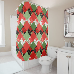 Seamless Christmas patchwork patches pattern geome Shower Curtain
