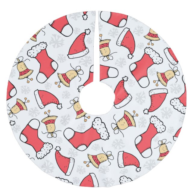 Seamless Christmas pattern, festive design. Brushed Polyester Tree Skirt (Front)