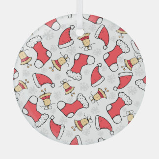 Seamless Christmas pattern, festive design. Glass Tree Decoration