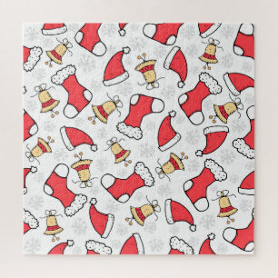 Seamless Christmas pattern, festive design. Jigsaw Puzzle