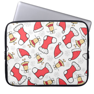 Seamless Christmas pattern, festive design. Laptop Sleeve