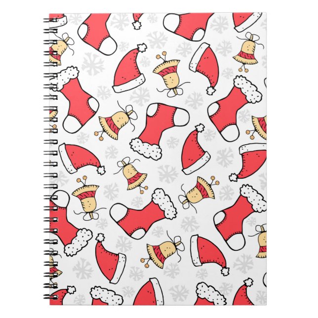 Seamless Christmas pattern, festive design. Notebook (Front)