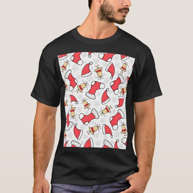 Seamless Christmas pattern, festive design. T-Shirt (Front)
