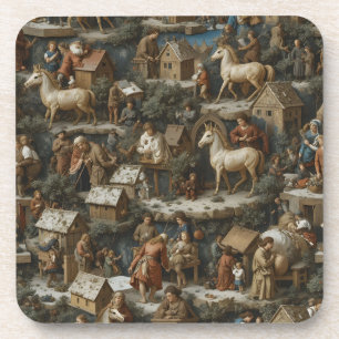 Seamless Christmas Pattern Vintage Coaster