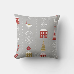 seamless Christmas pattern with stylised snowflake Cushion