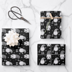 seamless Christmas scandinavian black pattern Wrapping Paper Sheet