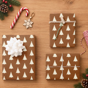 Seamless Christmas Tree Brown Wrapping Paper Sheet