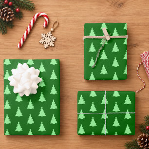 Seamless Christmas Tree Green Wrapping Paper Sheet