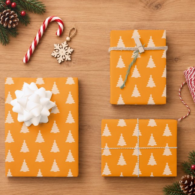 Seamless Christmas Tree | Orange Wrapping Paper Sheet (Creator Uploaded)