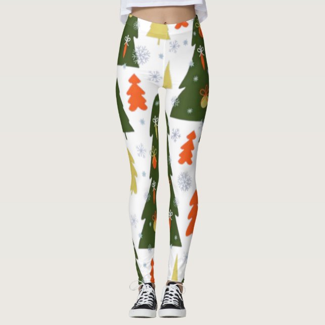 Seamless Christmas Trees Pattern with Decorated  Leggings (Front)