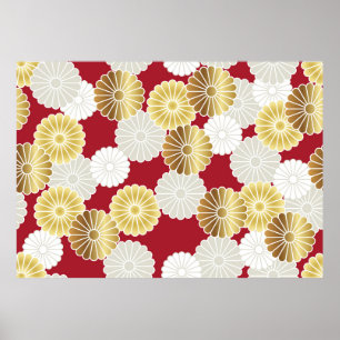 Seamless chrysanthemum pattern in the Japanese tra Poster