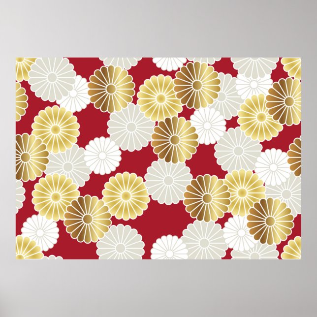 Seamless chrysanthemum pattern in the Japanese tra Poster (Front)