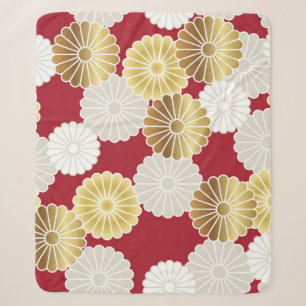 Seamless chrysanthemum pattern in the Japanese tra Sherpa Blanket