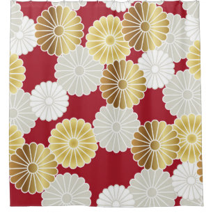 Seamless chrysanthemum pattern in the Japanese tra Shower Curtain