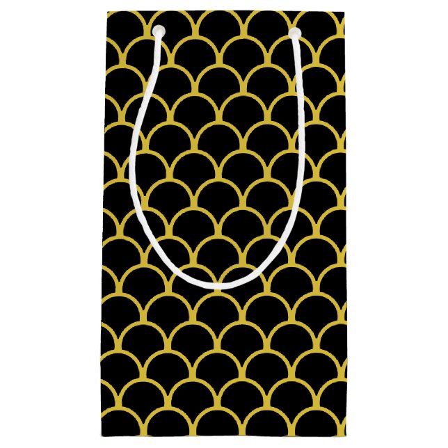 Seamless Circle Pattern in Black & Golden Small Gift Bag (Front)