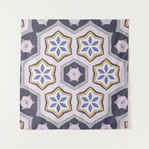 Seamless circular vintage pattern. Coloured decora Tapestry