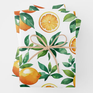 Seamless Citrus Grove Lemon & Orange Wrapping Pa Paper Sheet