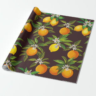 Seamless citrus pattern. Hand drawn vintage illust Wrapping Paper
