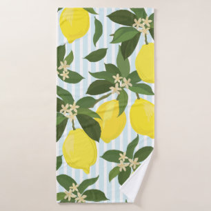 Seamless citrus vintage pattern on white backgroun bath towel