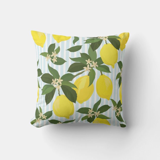 Seamless citrus vintage pattern on white backgroun cushion (Front)