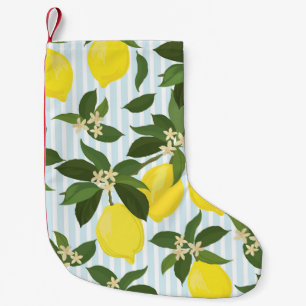 Seamless citrus vintage pattern on white backgroun small christmas stocking