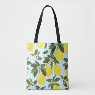 Seamless citrus vintage pattern on white backgroun tote bag
