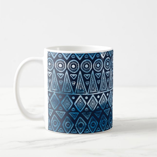 Seamless classic blue ethnic pattern coffee mug (Left)