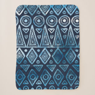 Seamless classic blue ethnic pattern sherpa blanket