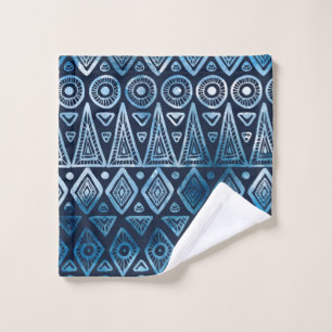 Seamless classic blue ethnic pattern wash cloth
