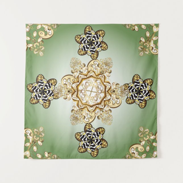 Seamless classic vintage golden pattern. Vintage i Tapestry (Front)