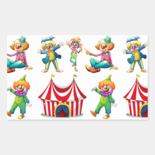 Seamless clowns and circus tent rectangular sticker