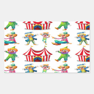 Seamless clowns and circus tent rectangular sticker