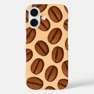 Seamless Coffee Bean Pattern Warm Brown Café iPhone 16 Case