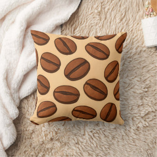 Seamless Coffee Bean Pattern Warm Brown Café Cushion